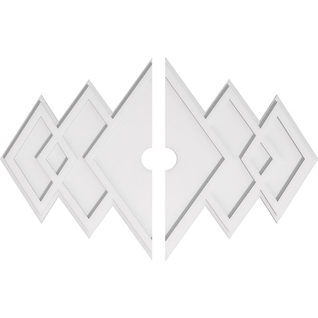 Ekena Millwork Zoe Architectural Grade PVC Ceiling Medallion, 40"W x 26 5/8"H x 3"ID x 12 1/2"C x 1"P, Two-Piece CMP40X26ZE2-03000